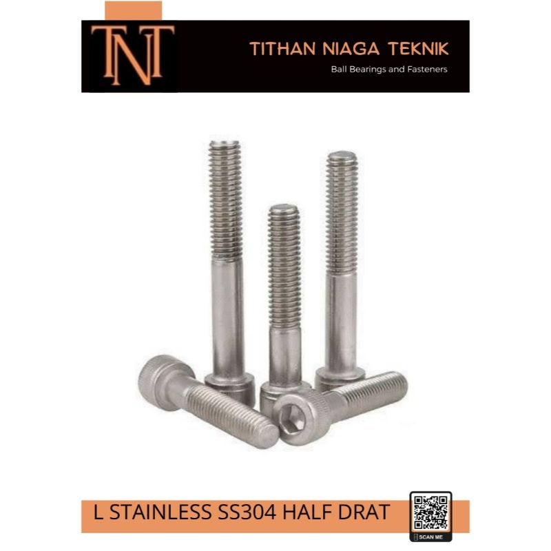 M4X100 PITCH 0.7 ; BOLT L STAINLESS STEEL SUS304 SS304 ANTI-RUST ; ซ็อกเก็ตหัวหมวก SCREW ; M4 x 100 