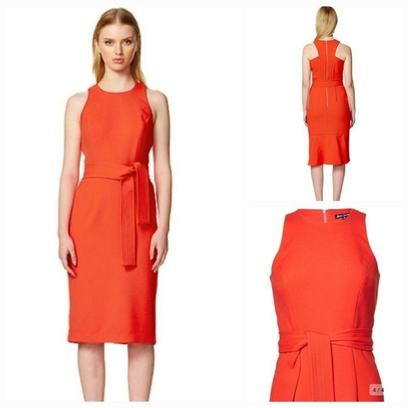 Bnwt YOURS SINCERELY เดรสสีแดงเข็มขัด