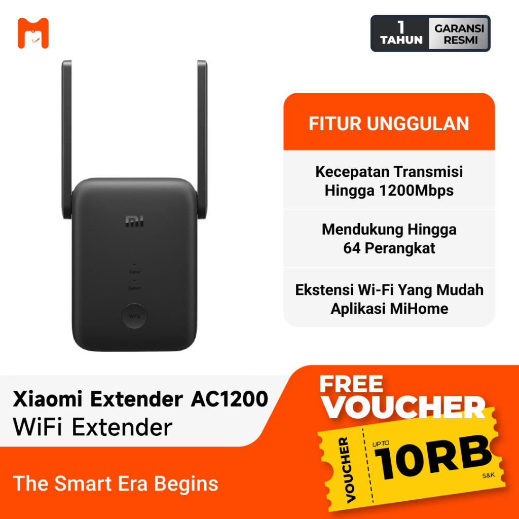 Xiaomi WiFi Range Extender AC1200 | เสาอากาศภายนอก 2 ตัว | ดูอัลแบนด์ 2,4 GHz และ 5 GHz | ความเร็วสูงสุด 1200Mbps | Guarante อย่างเป็นทางการ