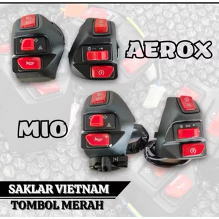 MERAH ชุดสวิทช์ Pnp Mio Aerox ซ้ายขวา Domino Vietnam Complete Engine Plus Hazard Switch Aerox New Aerox Old All Mio Mio J Mio Sporty Mio M3 Etc สวิทช์ Mio เวียดนามสีแดงสีฟ้าและคาร์บอน