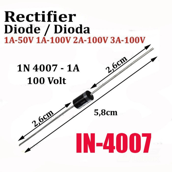 ไดโอด 1N-4007 1A ไดโอด Rectifier DIP IN4007 1N4007 1N IN 4007 1A 100V