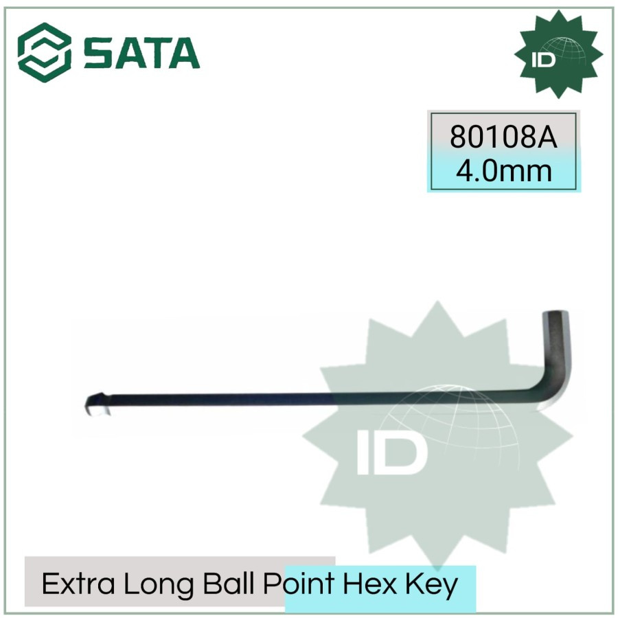 L Key 4.0 มม.ยาวพิเศษ Ball Point Hex Key เมตริก 80108A Sata เครื่องมือ