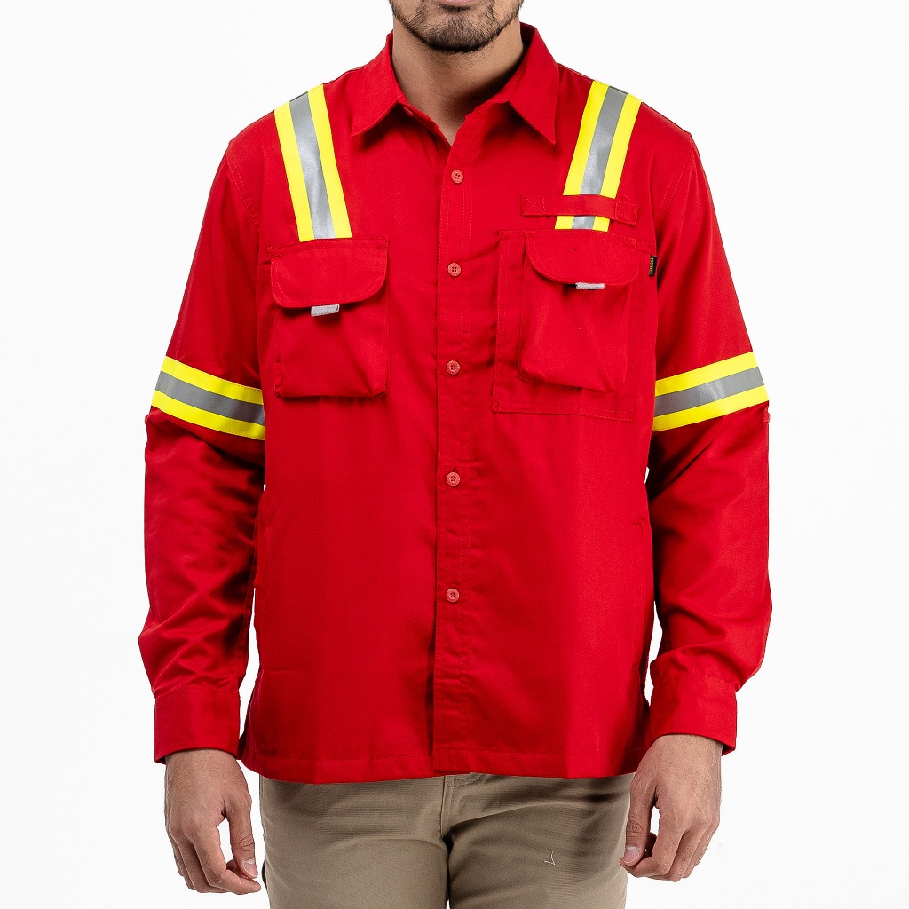 MERAH KEMEJA Engineer Workwear - Logging Wearpack Red Red, Long Shirt / Work Shirt