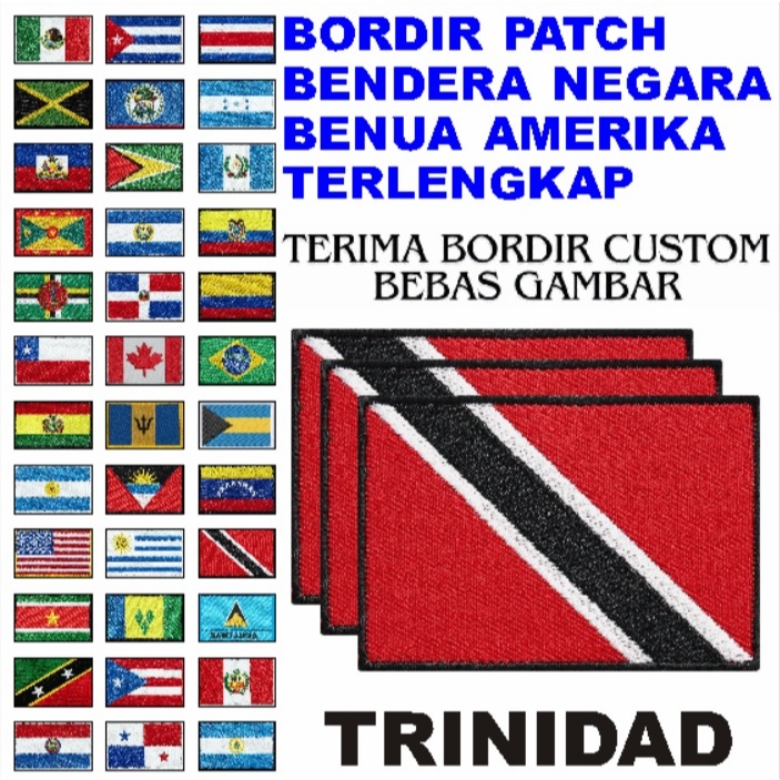 BET FLAG EMBROIDERY PATCH/ COMPLETE TRINIIDAD STATE AMERICAN FLAG