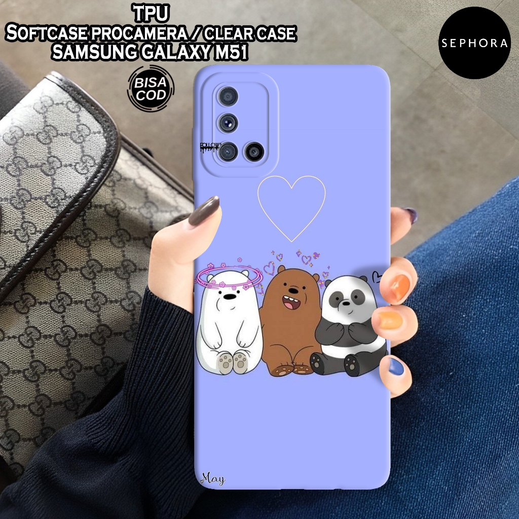 HP เคส Samsung M51 ใหม่ล่าสุด - เคสแฟชั่น Bear Panda - Samsung M51 Softcase - เคส Pro - เคสใส - เคส 