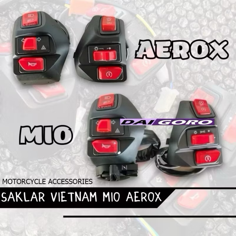 ชุดสวิตช์ Mio Aerox ซ้ายขวา Domino Vietnam Complete เครื่องยนต์ Plus Hazard Switch Aerox ใหม่ Aerox Old All Mio Mio J Mio Sporty Mio M3 Mio Soul Xeon Fino Dll
