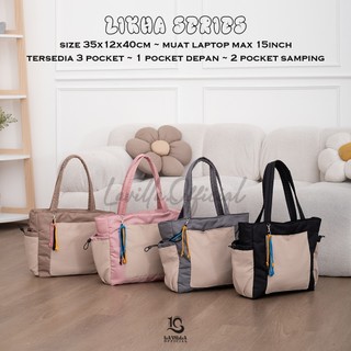 Likha Tas Totebag Wanita Aesthetic Parasut Kuliah Kerja Resleting Muat Laptop