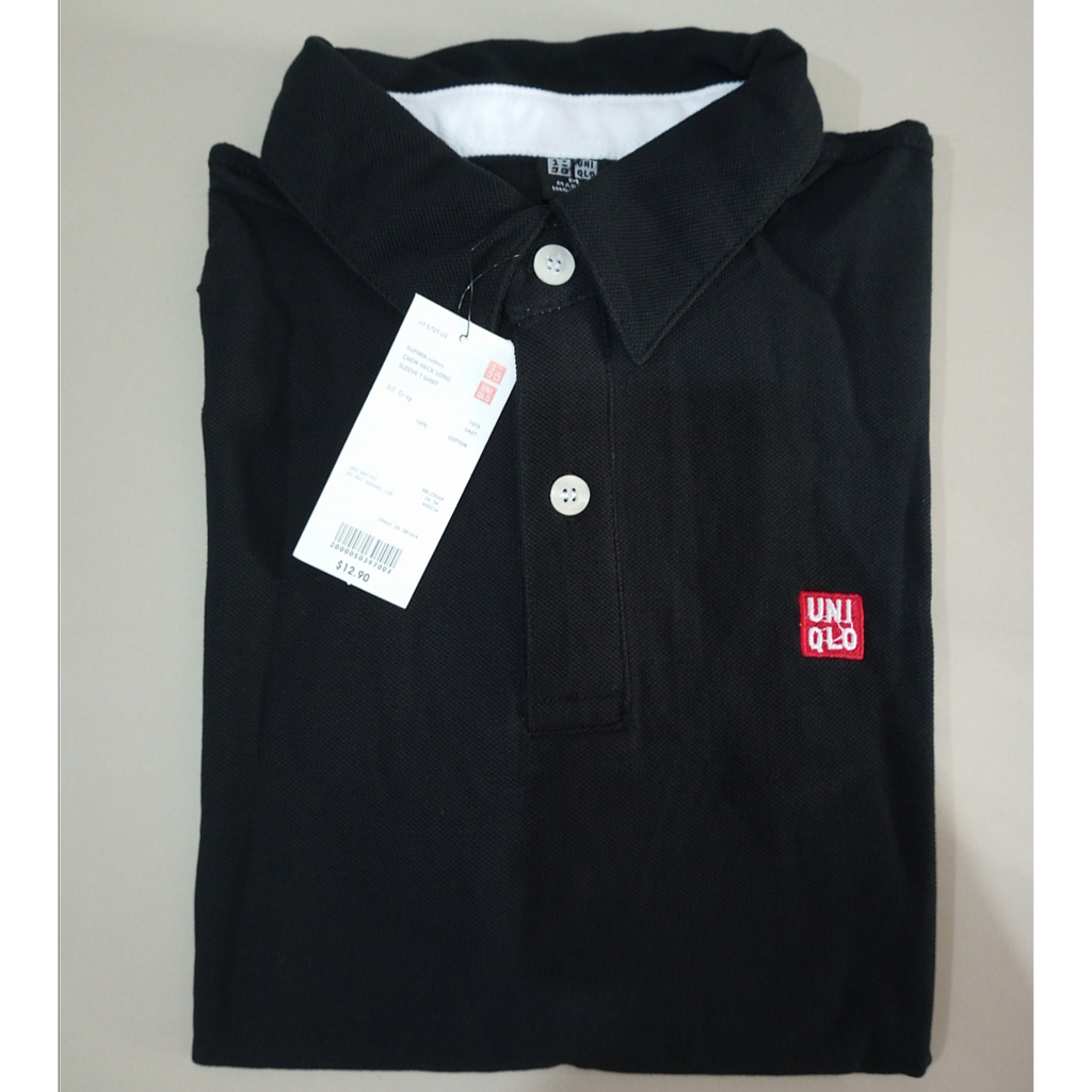 UNQ เสื้อโปโลสีดํา เสื้อโปโลพื้นฐาน เสื้อเชิ้ตคอปกผู้ชายระดับพรีเมียม