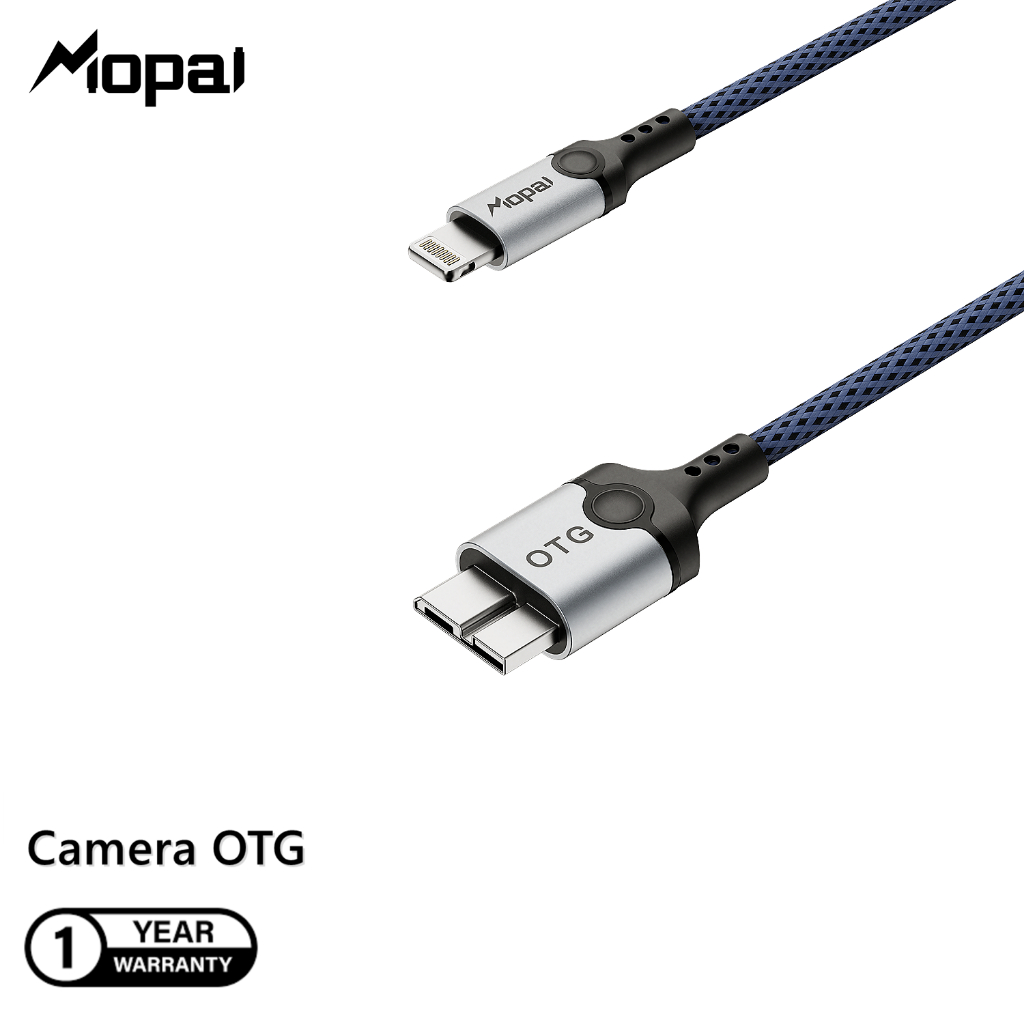 กล้อง Mopai เป็น iPhone OTG Data Cable กระจกและถ่ายเทภาพ/วิดีโอจากกล้องเป็น iPad Lightning