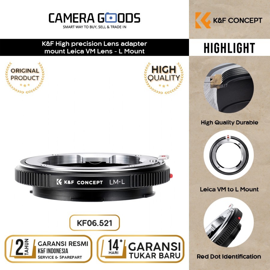 KNF K&F Concept อะแดปเตอร์เลนส์ความแม่นยําสูงสําหรับเลนส์ Leica M ถึง L Mount Camera ML - KF06.521