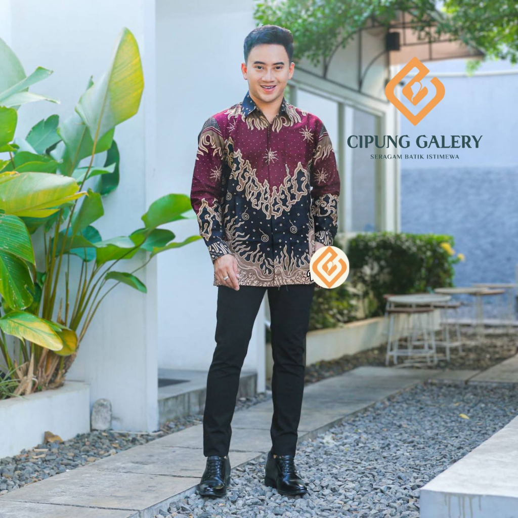 เสื้อ KAMEJA Vadel BURGUNDI BATIK สําหรับผู้ใหญ่และพี่น้อง