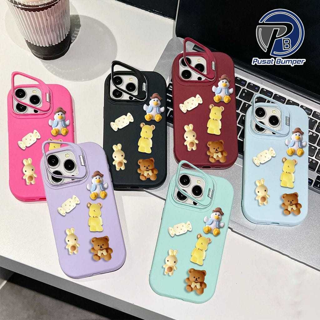 GC104 3D DOLL FARMER DUCK CANDY MACAROON STAND SOFTCASE/ CASING HP COMPATIBLE สําหรับ VIVO Y91 Y93 Y