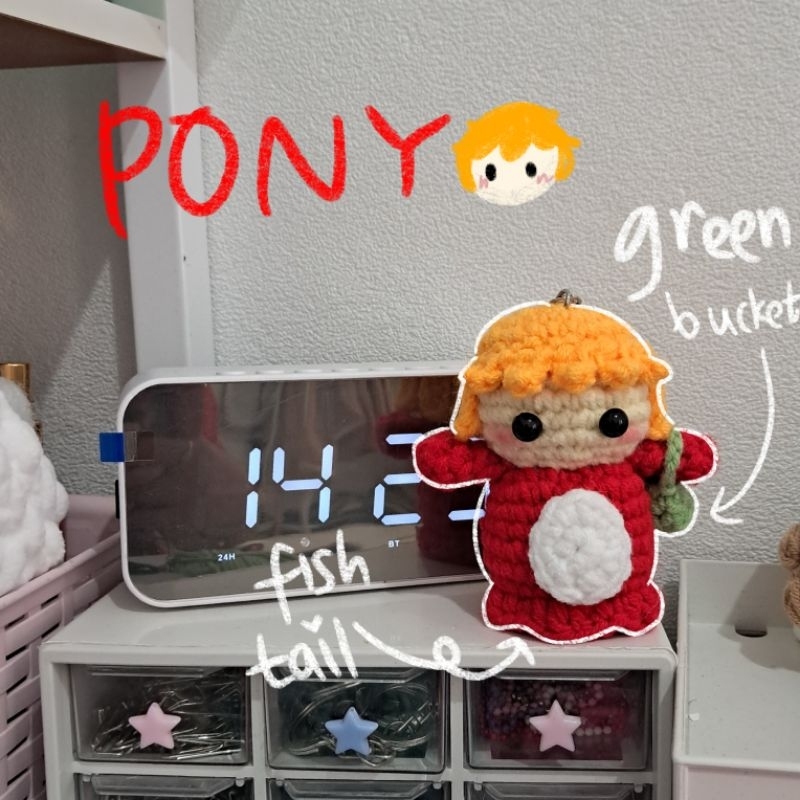 Ponyo Ghibli พวงกุญแจโครเชต์ Ponyo ตุ๊กตา Ponyo amigurumi Ghibli พวงกุญแจโครเชต์