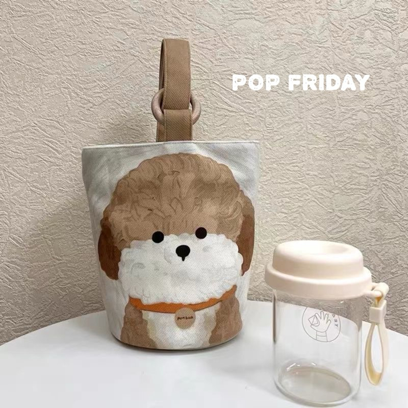 Cute Character Doggy Canvas Tote Bag