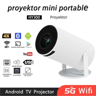 HY300 Proyektor Android 11.0 Wifi 6 Bluetooth 5.0 1GB+8GB Smart Projector 1080P HD Portable Home Theater TV