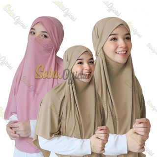 Sobaa Hijab - ( DISKON 46% ) French Khimar Lesti Kejora Bahan Jersey Bergo Cadar Tali French Khimar Cadar Syar'i Size L
