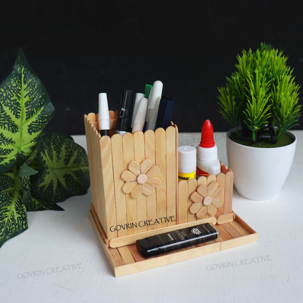 กล่องดินสอทําจากไม้ไอติม / งานฝีมือกล่องดินสอ