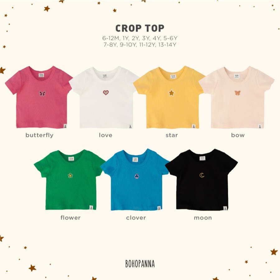BOHOPNA - CROP TOP - เสื้อเด็กผู้หญิง 6-12M / 1Y / 2Y / 3Y / 4Y / 5-6Y