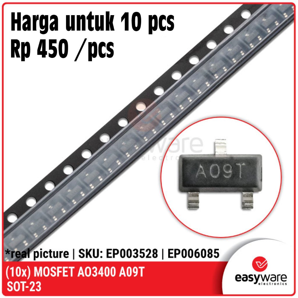 10x MOSFET AO3400 A09T SOT-23 30V 5.8A ทรานซิสเตอร์ Mosfet AO 3400 AO3400A SMD SMT 1 N-Channel