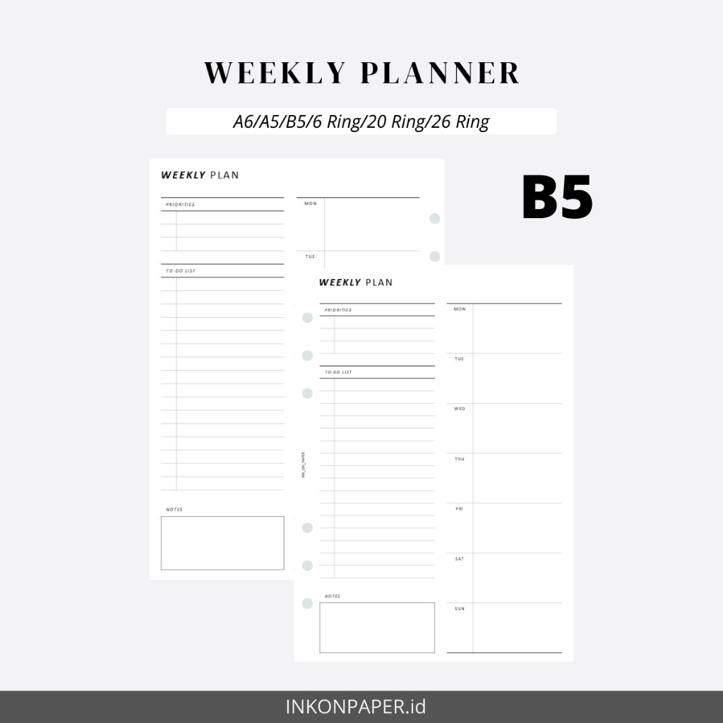 B5 - Weekly Planner [PAPER เท่านั้น] โดย INK_ON_PAPER