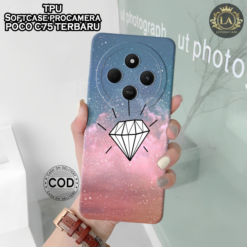 เคส HP ล่าสุด POCO C75 2024 - เคส Leviora - เคสเพชรแฟชั่น - POCO C75 2024 Softcase - เคสกล้อง Pro - 