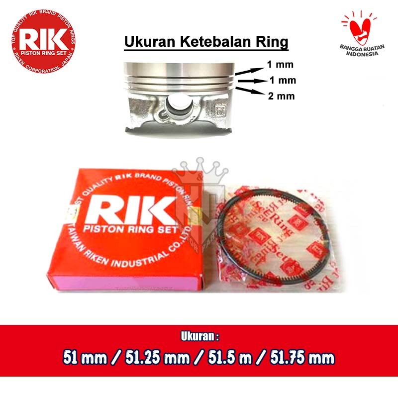 BRT RIK 51 51.25 51.5 51.75 มม. แหวนลูกสูบหนา 1 x 1 x 2 มม.