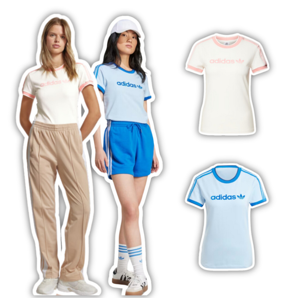 Adds Badge Slim Tee Flocked Logo 3stripe เสื้อยืดผู้หญิง
