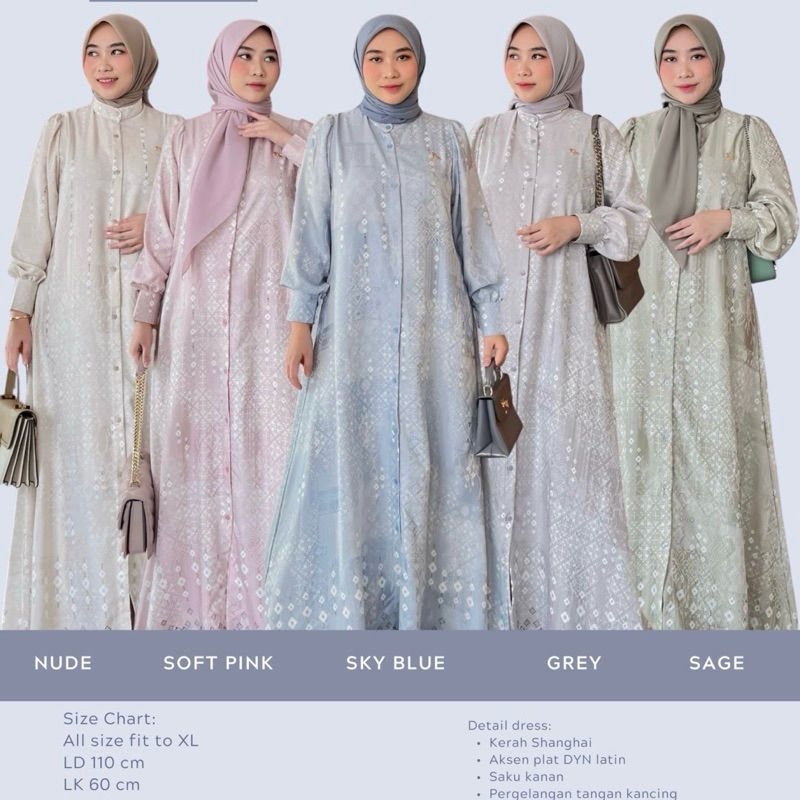 Dyn Clothingline ชุดเดรส Renna | พรีเมี่ยมเรยอน Jacquard ผู้ใหญ่ผู้หญิง Gamis | แฟชั่นมุสลิม