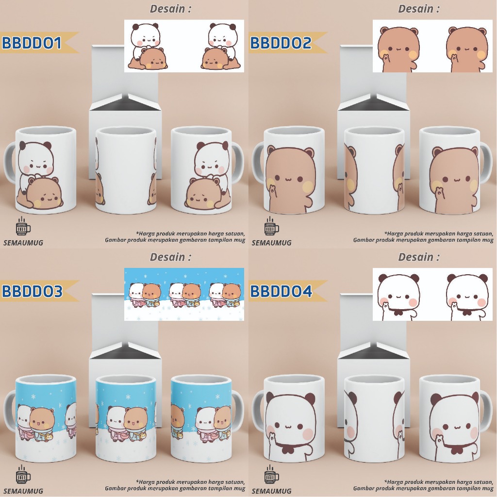 แก้ว BUBU DUDU BEAR PANDA CARTOON CUTE CHILDRENS GIFT CUSTOM PRINTED แก้วถ้วย SEMUUM