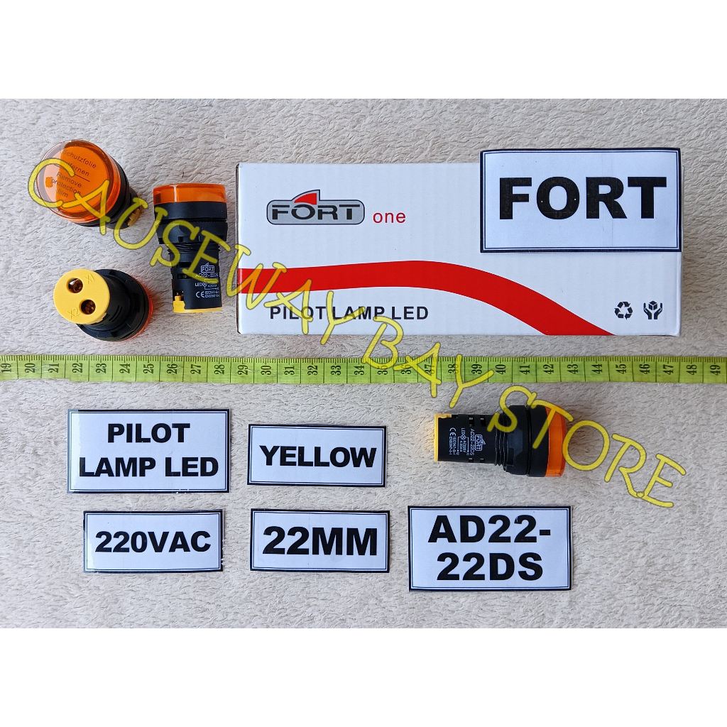 PILOT LAMP LED 22MM 220VAC AD22-22DS สีเหลือง FORT