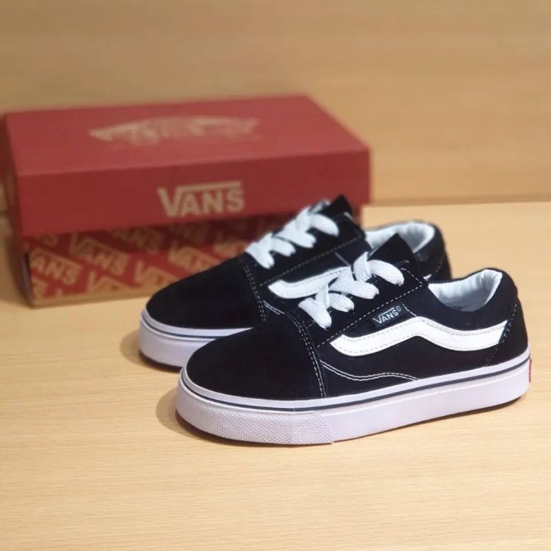 Hitam Vans Oldskool รองเท้าเด็กสีดํา