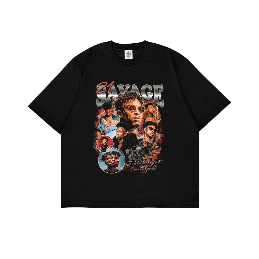 เสื้อยืด 21SAVAGE | เสื้อยืด OVERSIZE สีดําสไตล์ Y2K VINTAGE BOOTLEG GRUNGE | ผู้ชาย ผู้หญิง ผู้ใหญ่