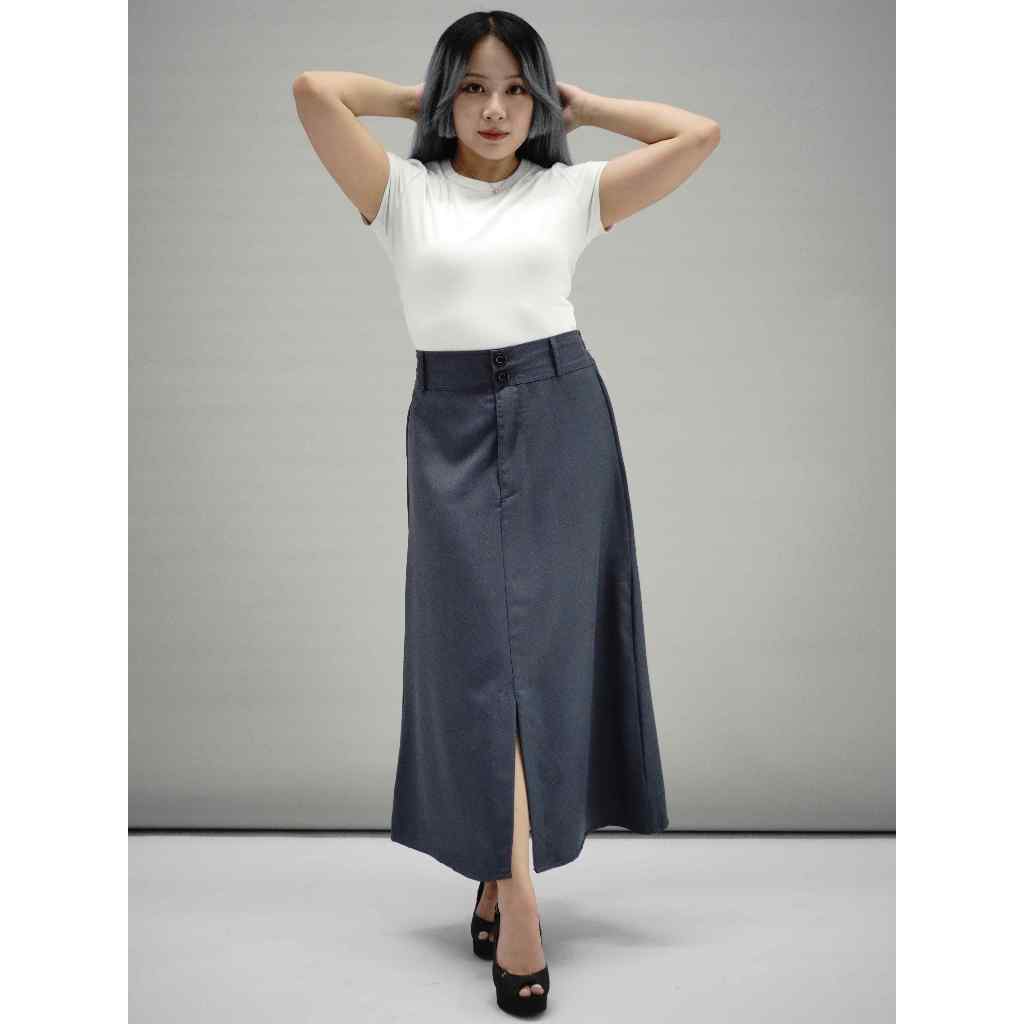 กระโปรงยาวโพลี [HORA]- กระโปรง Midi ผู้หญิง 7/8 คุณภาพระดับพรีเมียม กรีด อย่างเป็นทางการอินเทรนด์เกา