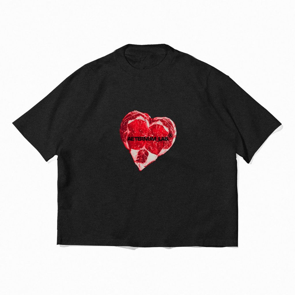 เสื้อยืดสีดํา Boxy Oversize | ความรักอย่างชาญฉลาดของ Aernum | หวีผ้าฝ้าย 24s