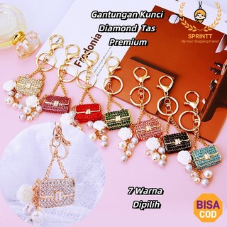 [SPRINTT] GK046 Gantungan Kunci Diamond Tas Kecil Liontih Bunga Cantik Mobil HP Tas Good Luck Keychain Pria Wanita