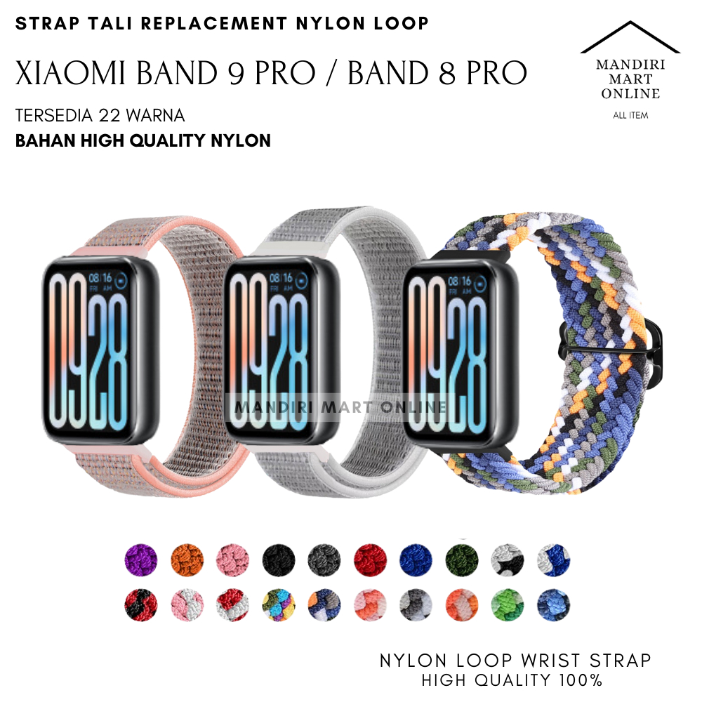 Xiaomi Smart Band 9 Pro สายรัดไนลอน / Mi Band 9 Pro / Xiaomi Mi Band 8 Pro สายรัดทดแทนวัสดุห่วงไนลอน