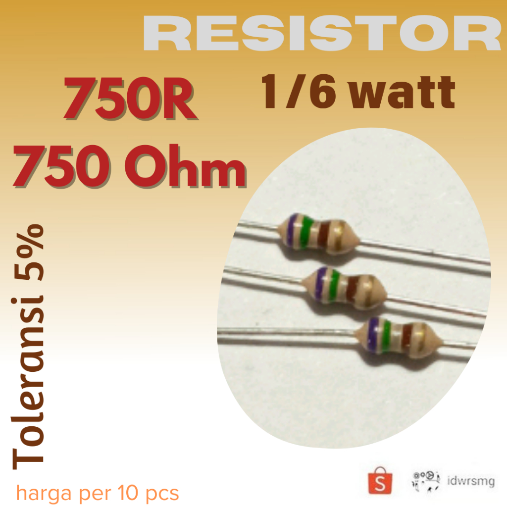 R Resistor 750R R750Ohm 1/6w 750 โอห์ม 750ohm 1/6 วัตต์ 5%