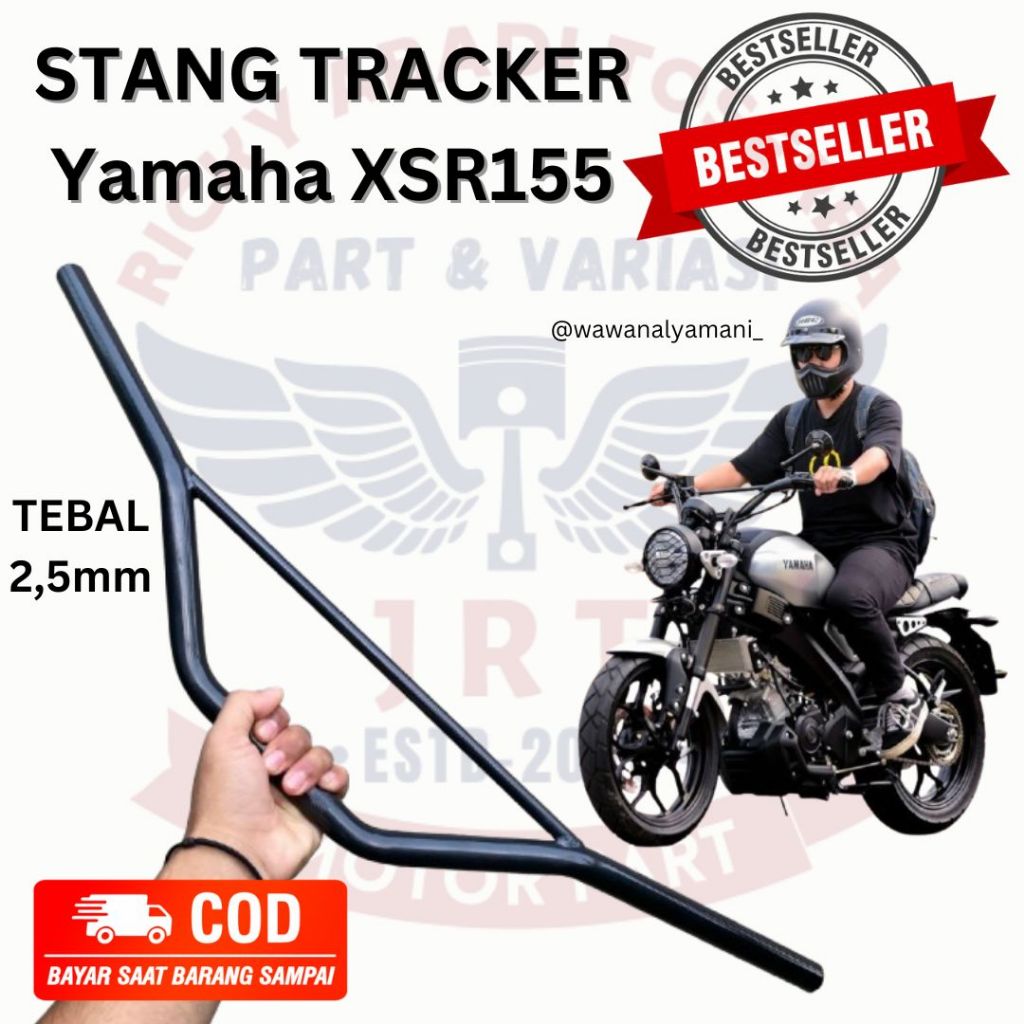 YAMAHA XSR TRACKER HANDLEBAR 2.5 มม.THICKNESS GLOSSY สีดําและสี CHROME COATING UNIVERSAL สําหรับโทรศัพท์มือถือทุกรุ่น