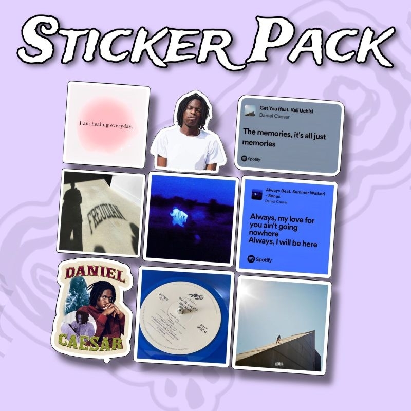 สติ๊กเกอร์ Daniel Caesar Pack บรรจุไวนิลกันน้ํา 9 ชิ้น