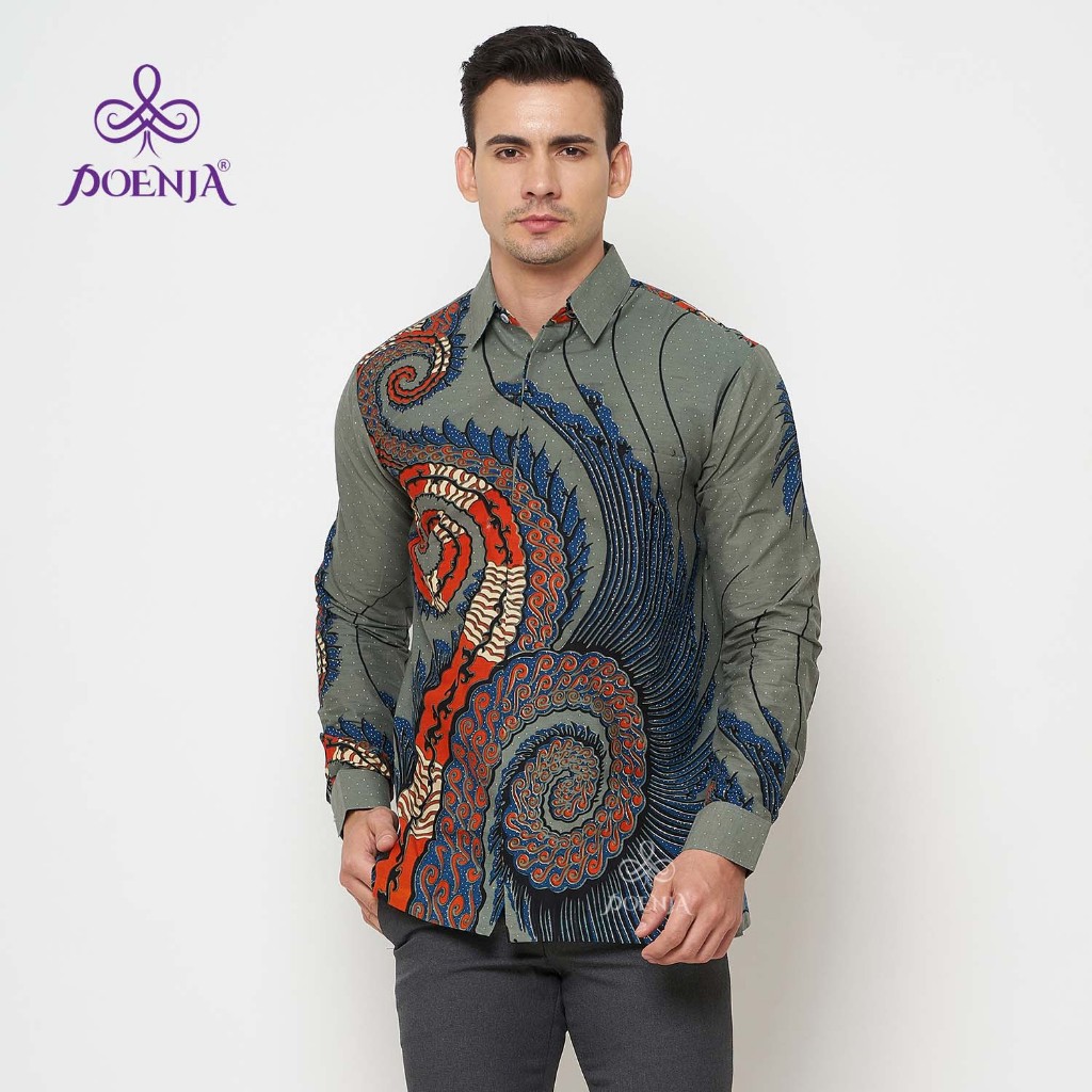 KEMEJA Poenja Mahatma เสื้อเชิ้ตบาติกแขนยาวผู้ชาย KP01-M12