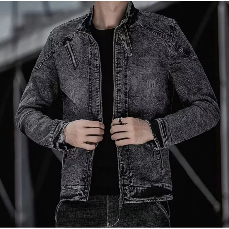 ผู้ชาย DENIM JEANS JACKET BIKER TOURING MOTOR ZIPPER | ใหม่ล่าสุดเสื้อแจ็คเก็ต ZIPPER EDITION