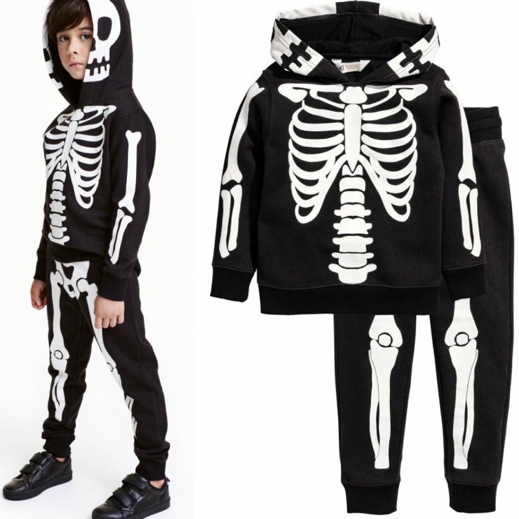 CODE F46W CHILDRENS SWETER SET HALLOWEEN PARTY SKULL HOODIE FOR 21 YEAR OLD CHILDREN