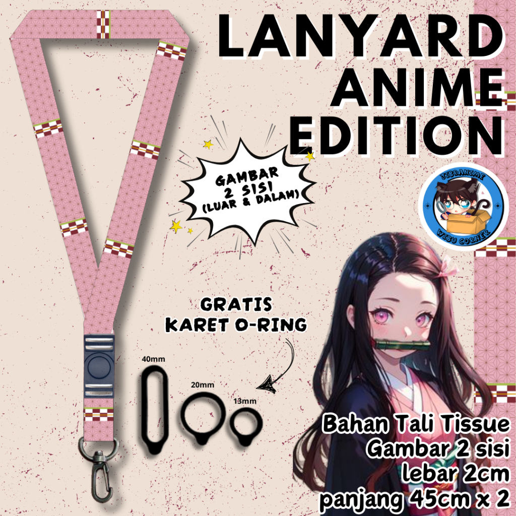 GANTUNGAN 2 Side Anime Long Lanyard / Haori Nezuko Kimetsu No Yaiba / sail พวงกุญแจพวงกุญแจ