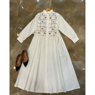 Tamara Gamis Remaja Ootd Korean Style Polo Linen Premium Mix Bordir Timbul Viral Kekinian DressPesta