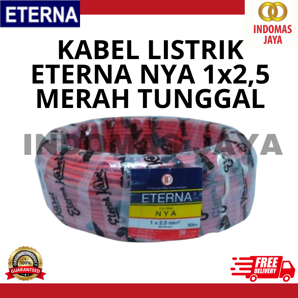 MERAH Eterna NYA Cable 1x2.5mm @100m สีแดง - Eterna NYA 1x2.5mm Single Red Fill (PRICE PER METER)