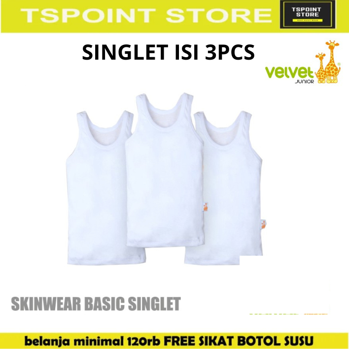 3 ชิ้น กํามะหยี่ Junior Baby Undershirts เสื้อกล้าม kutung NB, S, M, L และ LB