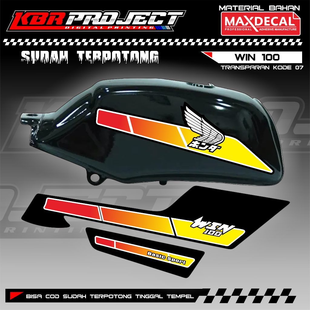 สติ๊กเกอร์มอเตอร์ไซค์ WIN 100 PREMIUM TRANSPARENT COOL YAMAHA MOTORCYCLE RACING DESIGN 07 TRANSPAREN