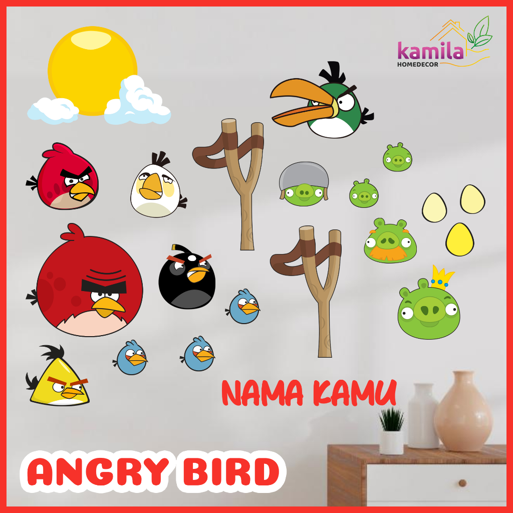 Kamila CREATIVE- สติ๊กเกอร์ติดผนังแบบกําหนดเองพร้อมชื่อตัวอักษร ANGRYBIRDS