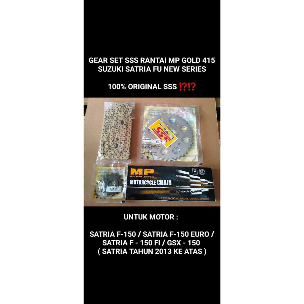 ชุดเกียร์ SSS RACING GOLD CHAIN 415H FU NEW SERIES สําหรับ SATRIA FU UK ใหม่ทั้งหมด 36T/37T/38T/39T 
