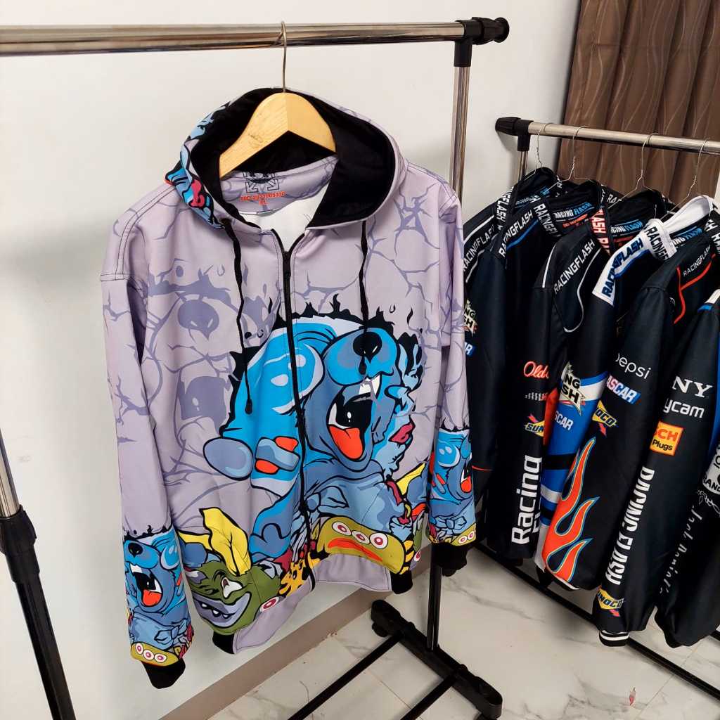 เสื้อแจ็คเก็ตรถแข่ง FLASH ล่าสุด FULL PRINTING RACING JACKET